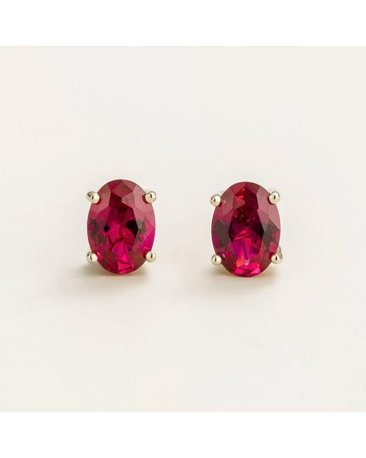 Juvetti Red Ovo Earrings Set With Ruby