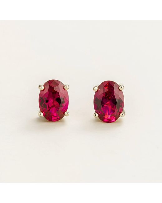 Juvetti Red Ovo Earrings Set With Ruby