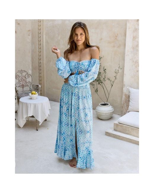 Sophia Alexia Blue Azure Mosaic Fiji Top