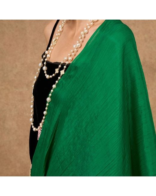 Silk and Bears Green Emerald Silk Scarf – Hand-Dyed Mulberry Silk Shawl, Wedding & Evening Wrap