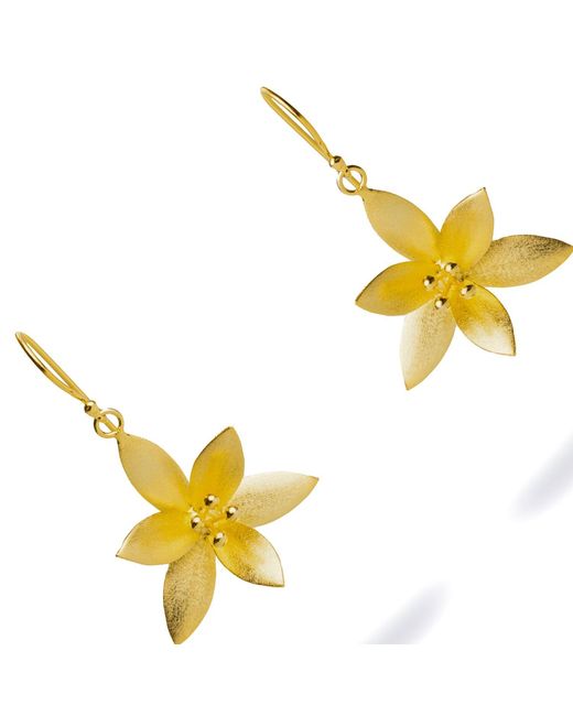 Ebru Jewelry Yellow Lotus Blossom Vermeil Earrings