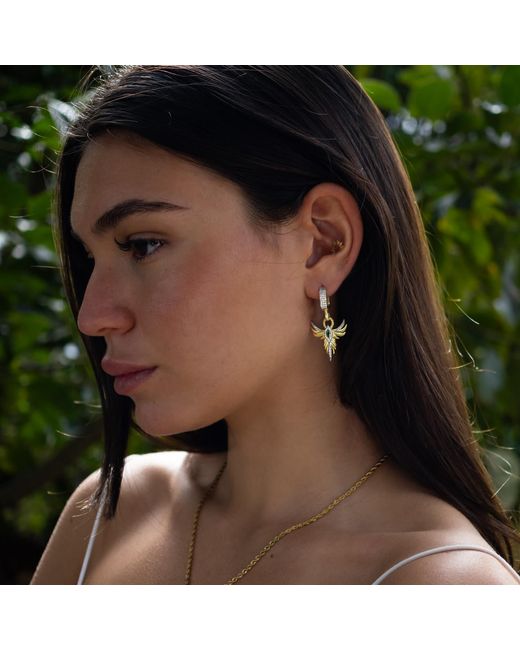 Ebru Jewelry Metallic Emerald Phoenix Guardian Earrings