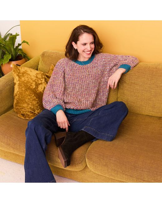 Cara & The Sky Green Debbie Recycled Cotton Blend Oversized Balloon Sleeve Jumper