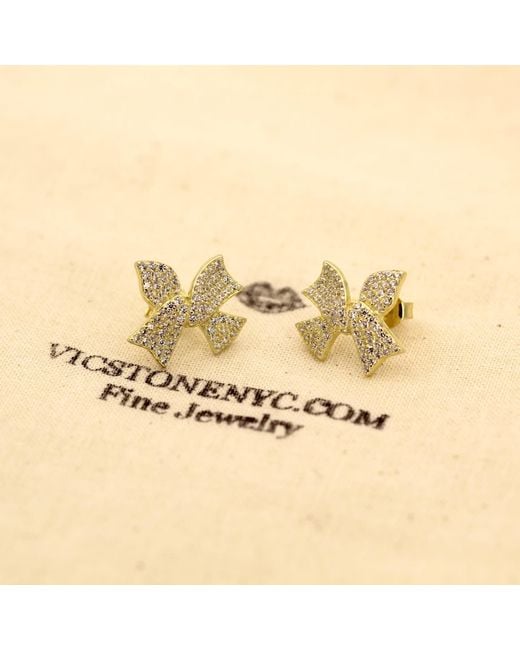 VicStoneNYC Fine Jewelry Natural Lovely Ribbon Stud Vermeil Earrings