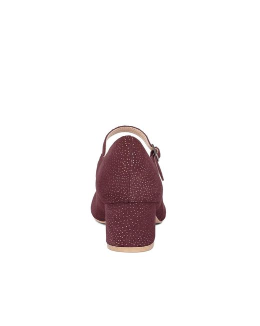 Rag & Co Red Bettola Shimmer Suede Mary Jane Sandals
