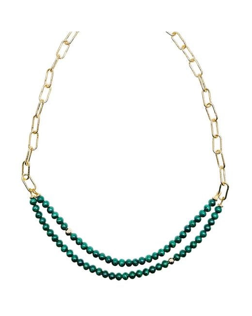 Farra Green Malachite Double Layers Chain Chic Necklace