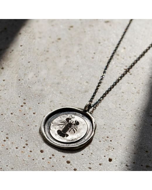 Posh Totty Designs Black Oxidised Sterling Lobster Wax Seal Necklace for men