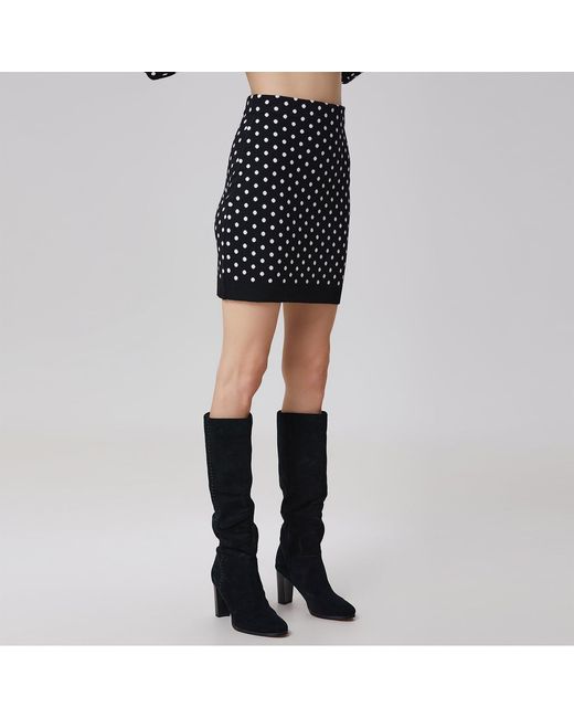 Smart and Joy Black Polka Dots Knitted Mini Skirt