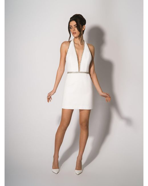 Tia Dorraine White Tender Love Crystal-Embellished Mini Dress