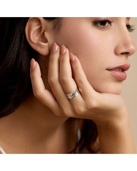 Isla Silver White Handmade Textured Sterling Spinning Ring