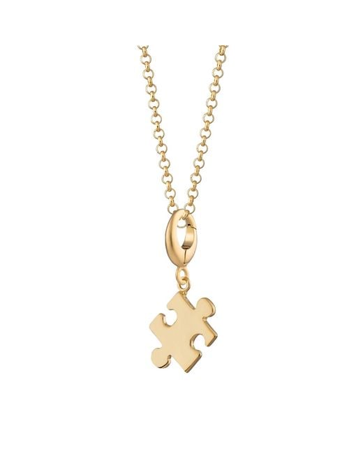 Lily Charmed Metallic Plated Jigsaw Charm Necklace