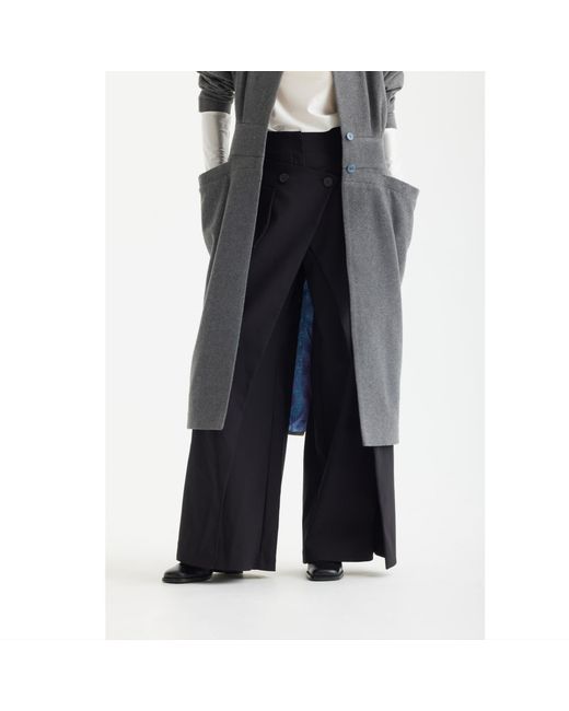 Julia Allert Gray Architectural Wool-Effect Coat With Large Pockets