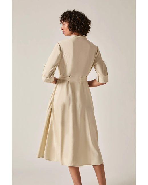 James Lakeland Natural Neutrals Cream Tie-Waist Midi Dress