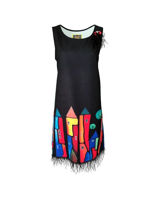 Lalipop Design Black Sleeveless Digital Print Mini Dress