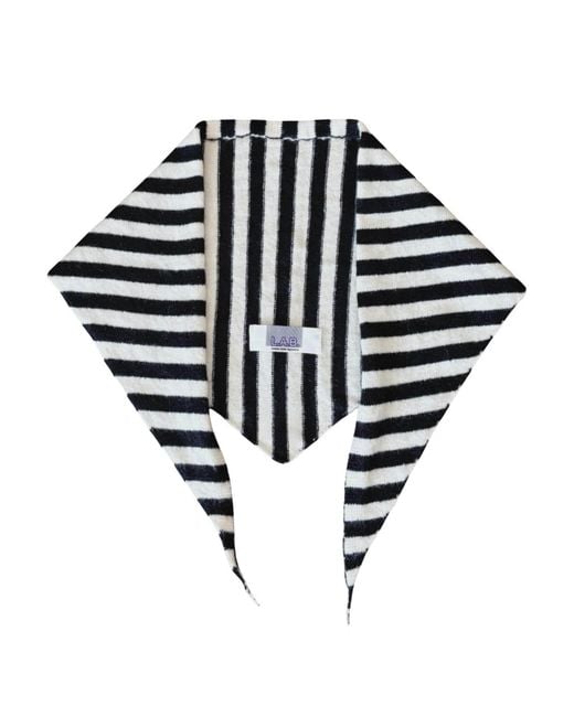 London Atelier Byproduct Black Striped Wool Small Triangle Knitted Scarf
