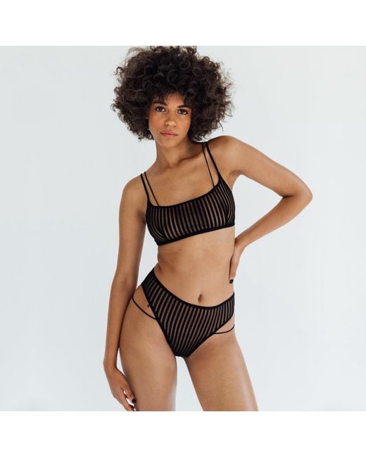 MONIQUE MORIN LINGERIE Black Vertigo High Leg Panty