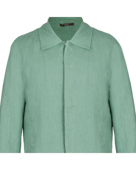 DAVID WEJ Green Hugo Linen Aviator Jacket for men