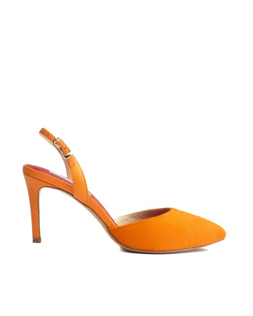 Rosamund Muir London Orange Augusta Duo-Texture Slingback Heels