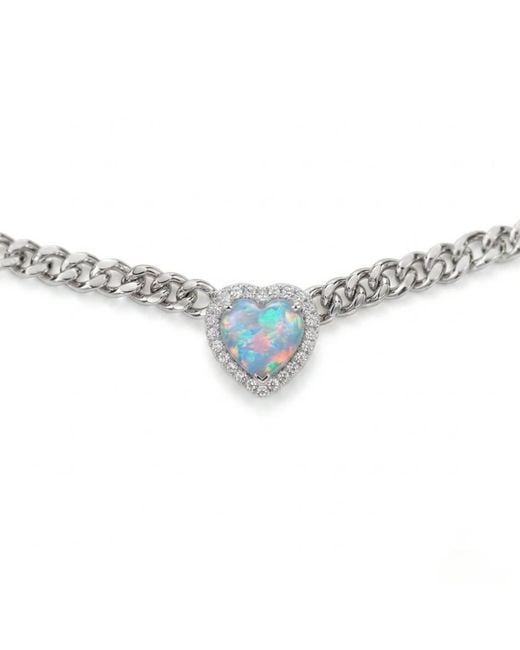 BLOOMTINE | Earth Angel HQ Blue Loves Frequency Mini Plated Fire Opal Heart Choker Necklace