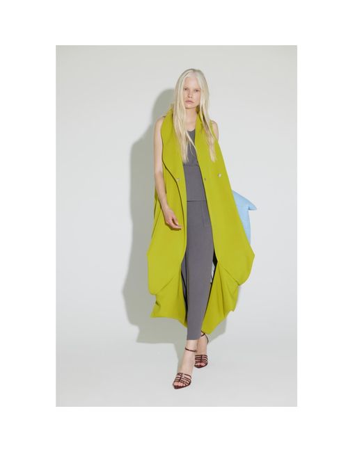 Julia Allert Yellow Long Double Breasted Blazer Vest