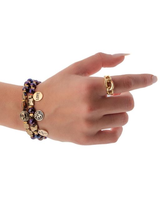 Ebru Jewelry Blue Life Journey & Hematite Stone Beaded Bracelet Set