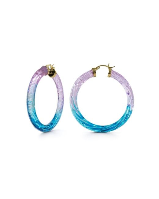 Gold & Honey Blue Ombre Hoop Earrings