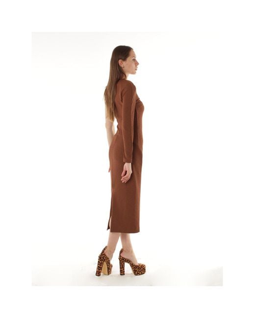 Monosuit Brown Today Asymmetric One-Sleeve Midi Dress