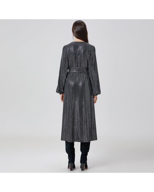 Smart and Joy Black Wrap Effect Glitter Dress