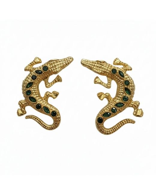 Silver & Elegant Co. Metallic The Emerald Croc Studs
