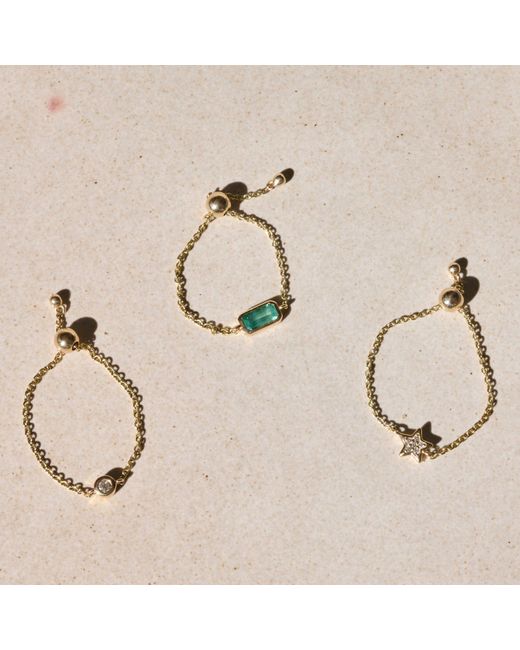 Zohreh Metallic Emerald Adjustable Chain Ring 9K