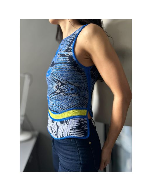 Essien & Emre Blue Wave Sleeveless Top Hand Made One-Of-A-Kind