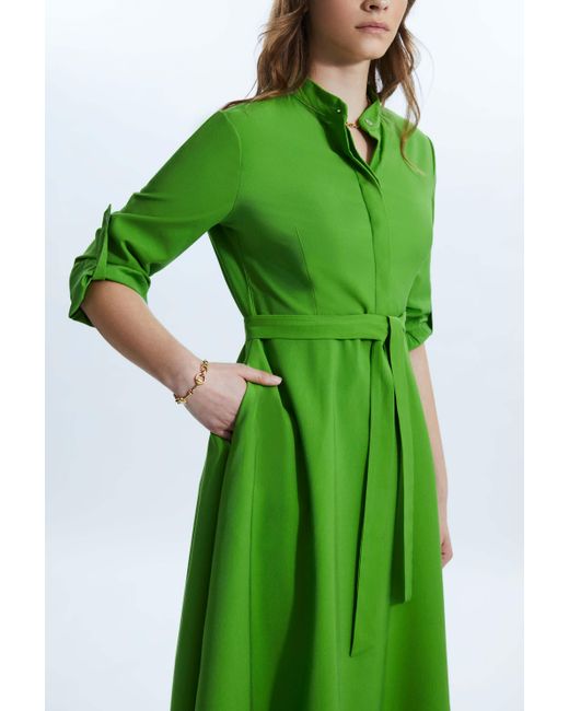 James Lakeland Green Roll Sleeve Midi Dress
