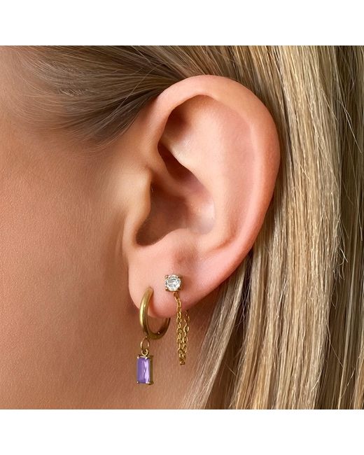 Evie Jewelry Metallic Luxe Amethyst Drop Huggie Earrings