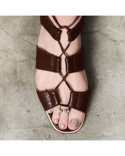 Mafalda Brown Magali Lace-Up Sandals