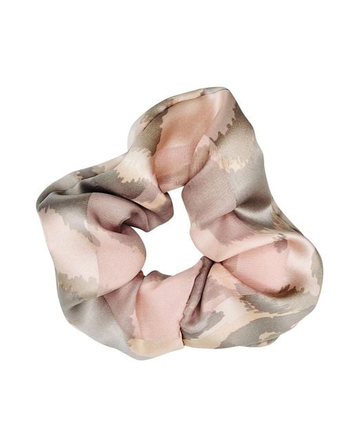 Soft Strokes Silk Pink Neutrals Pure Mulberry Silk French Scrunchie Abstract Print