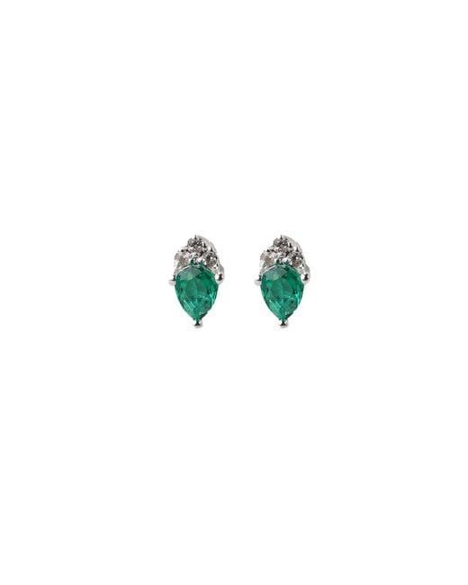 NASI SILVER Green Pear Atarah Studs- Crystal Spinel & Topaz