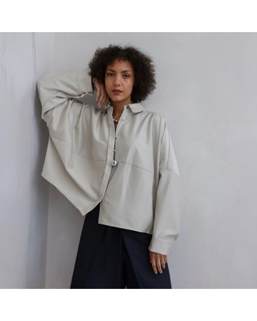 London Atelier Byproduct Gray Neutrals Bias Lantern Oversize Shirt