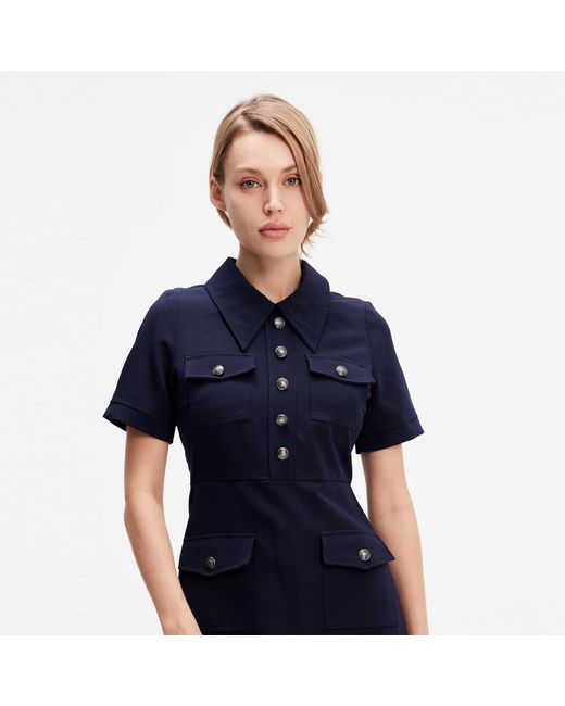 Smart and Joy Blue Safari Style Short Dress