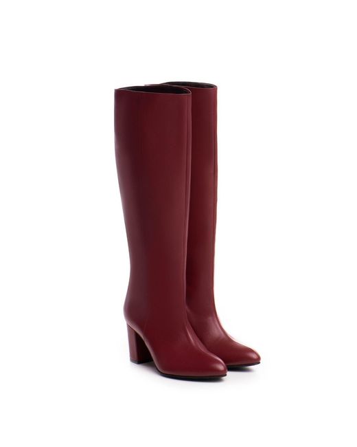 The 5Th Element Red Runa Burgundy Leather Slouch Boots