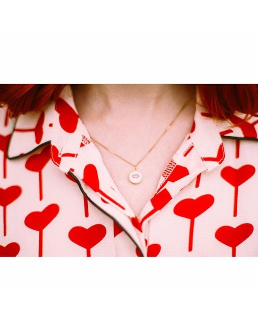 Lee Renee Metallic Ruby Lip Pendant Necklace