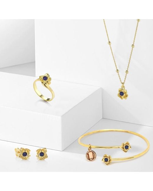 Unaloe Metallic Vermeil Sapphire Necklace – Natural Sapphire Rose Pendant, Luxury Italian Fine Jewelry