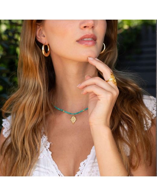 Seven Saints Metallic Virgo Gemstone Choker Necklace, Amazonite, Plated