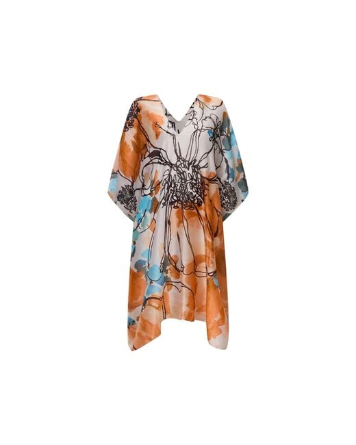 James Lakeland White Floral Sketch Kaftan