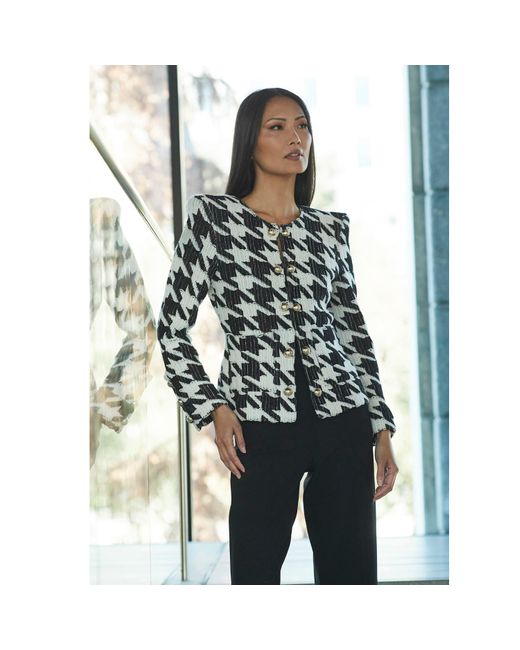 The Extreme Collection Black And Houndstooth Tweed Blazer With Buttons Breton