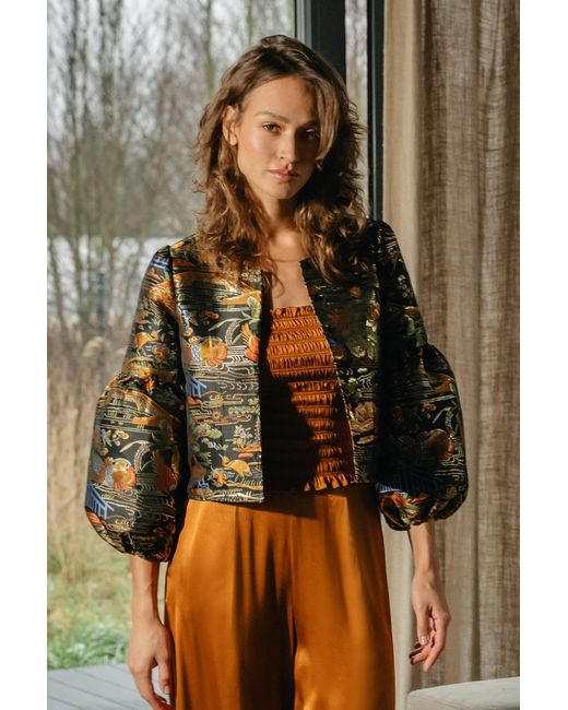 Traffic People Black Farewell Fools Multicolour Metallic Claude Cropped Jacket