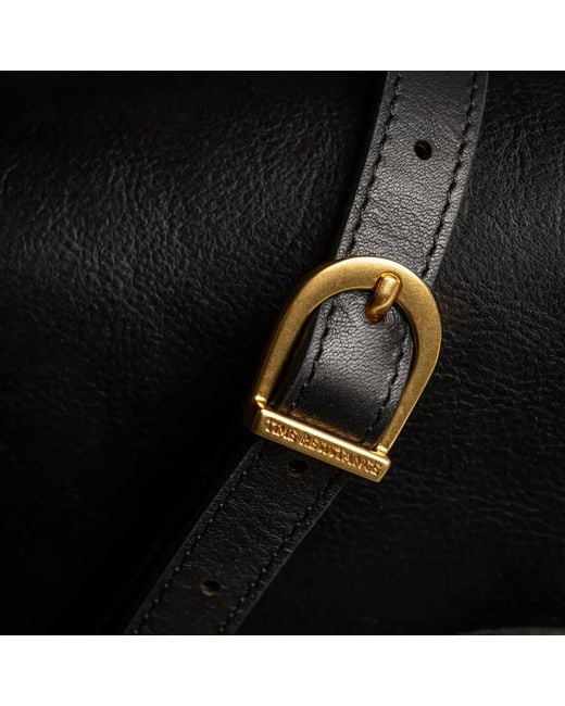 Time Resistance Black Leather Saddle Bag