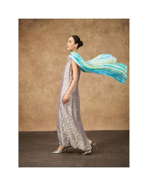 Silk and Bears Blue Pastel Brushstroke Silk Scarf – Hand-Dyed Mulberry Silk