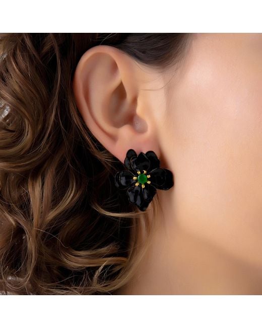 Milou Jewelry Black Violetta Flower Earrings
