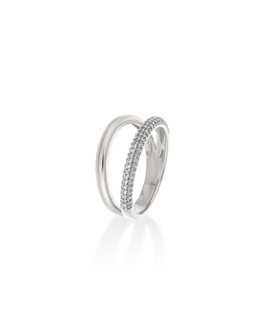 Shabella Nyc White Thin Pave Dual Ring