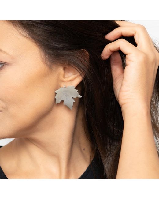 Silver Moon Metallic Maple Leaf Sterling Earrings